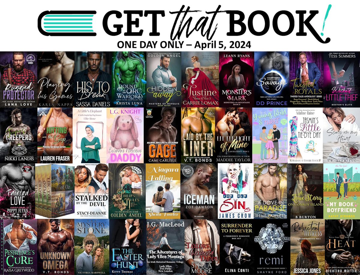 For one day only, an incredible group of authors are bringing you new ebook releases, deals, and discounts! getthatbookpromotions.com/apr-5-2024-dea… Participating authors are responsible for their deals & discounts. Check the retailer page before downloading #bookbargains #newrelease #ebook