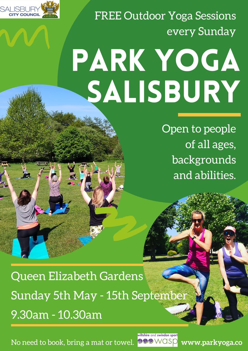 Park Yoga returns on 5th May! 7 Venues Confirmed... Park Yoga Salisbury: 📍Queen Elizabeth Gardens 📅Sunday 5th May - 15th September 🕞9.30am-10.30am Stay Tuned - More locations to follow! 🧘 @parkyogauk @shecanbeactive_ @Sport4Wiltshire