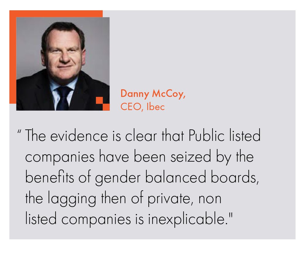 “The evidence is clear that Public listed companies have been seized by the benefits of gender balanced boards.” Danny McCoy CEO @ibec_irl & @BalanceInBizIE review group member highlights the progress achieved by public firms in gender balance & where more work is needed.
