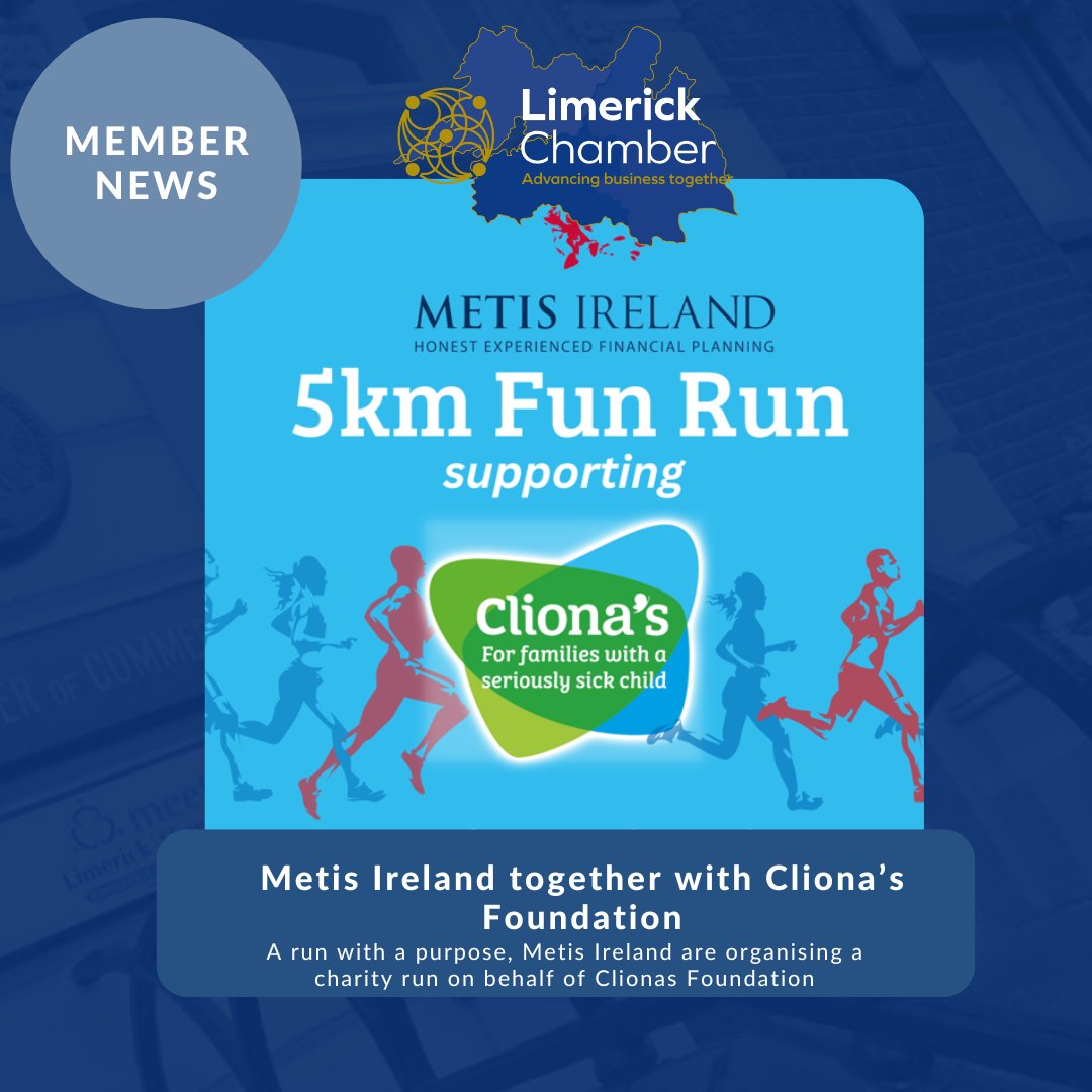 Lace up for charity! 🏃‍♂️💖 Metis Ireland & Cliona's Foundation host a 5K Fun Run 🗓️ April 11 at Clayton Hotel, Limerick. Support kids in need with every step! Registration €20, with a bonus tee for the first 100! 🎽 Sign up ➡️ ow.ly/GRgt50R8puy