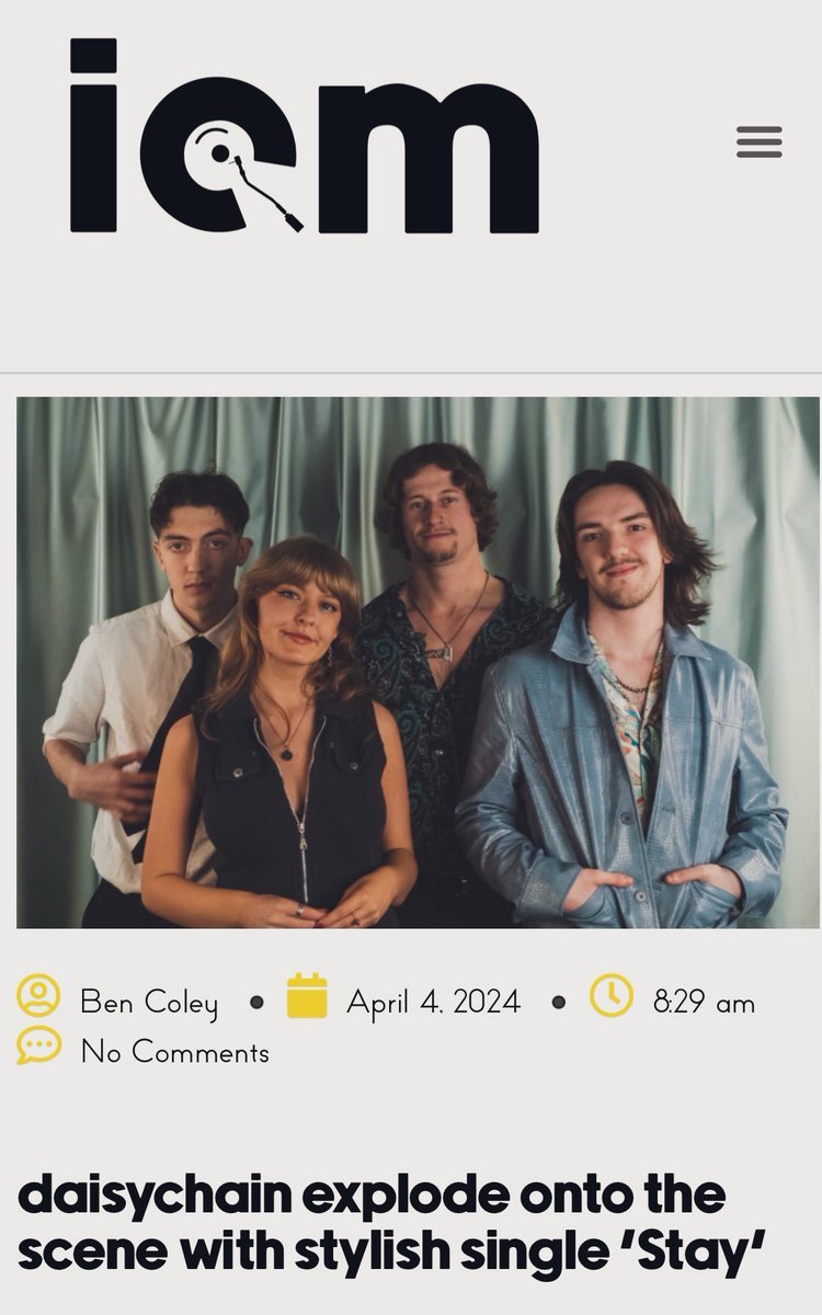 Check out my @indiecentralmus review of the debut single from a new band called… daisychain!! If you’re into those jangly Johnny Marr-esque guitar tones then this is something you’ll be all over! 🌼 Bands + artists dm me I’m always on the look out for more via @MusosoupHQ 🤝