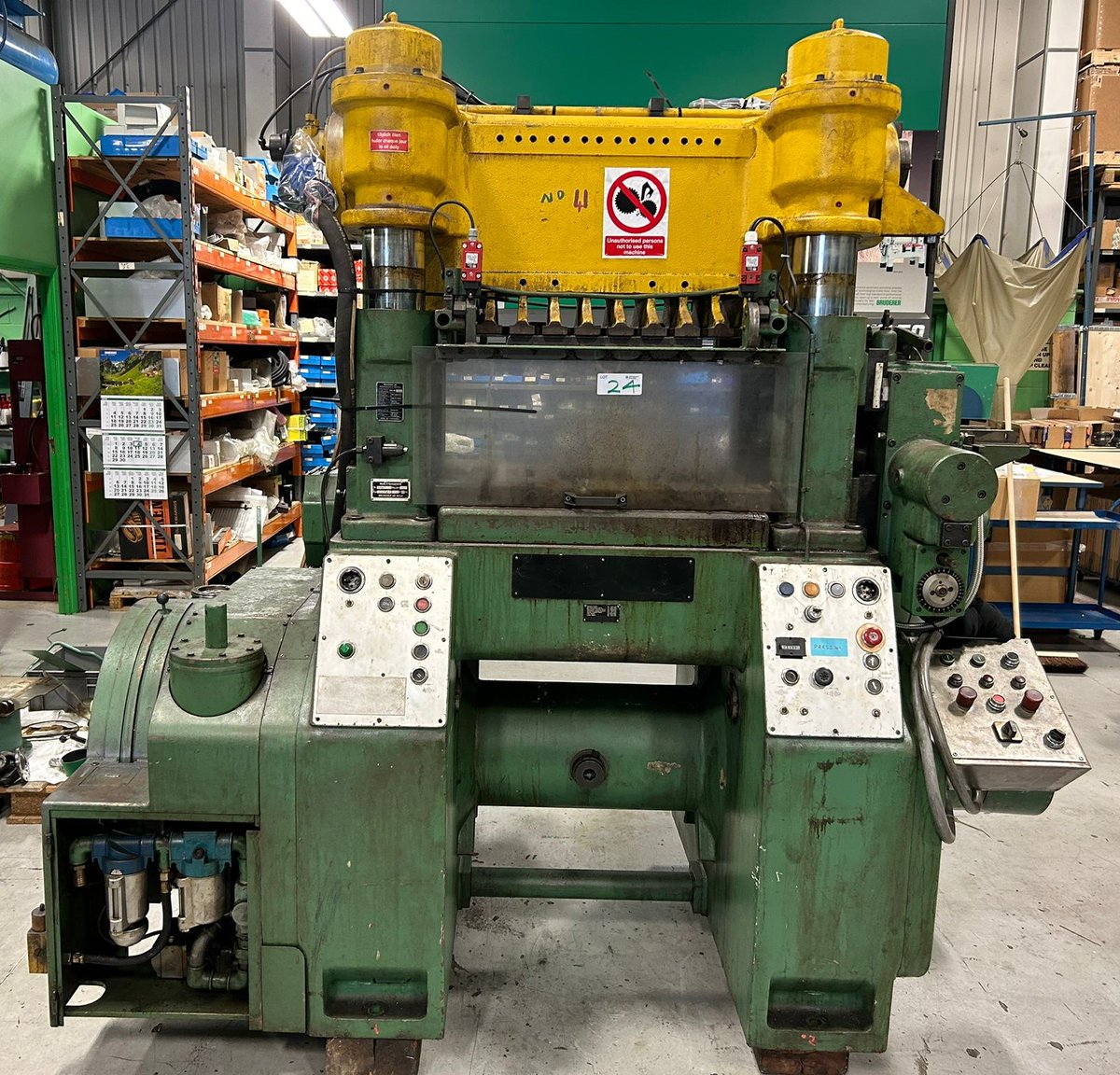 LATEST ARRIVAL AT #BRUDERER UK TODAY, TO BE OVERHAULED - Busy times continue with a BSTA 60HL press sitting ready to be worked on at our UK competence centre. #ukmfg #engineering #stampingpress #overhaul