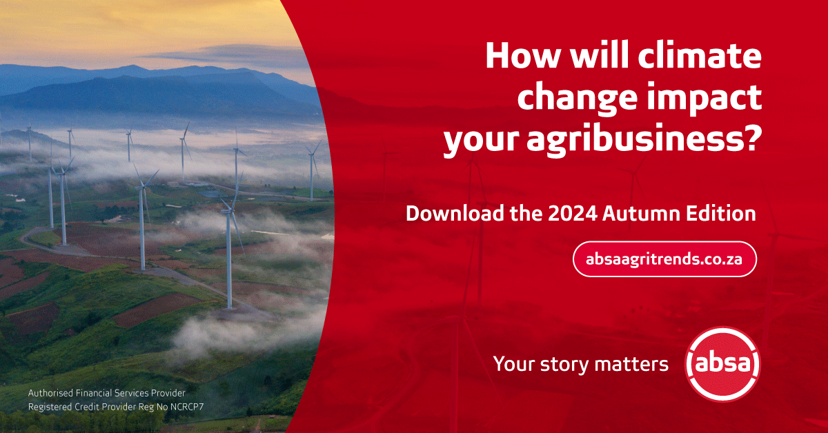 Gain insights into how innovative technologies are shaping the future of sustainable agriculture, and discover the new Remote Sensing pilot project by Absa AgriBusiness. Download the Absa AgriTrends 2024 Autumn Edition at absaagritrends.co.za.