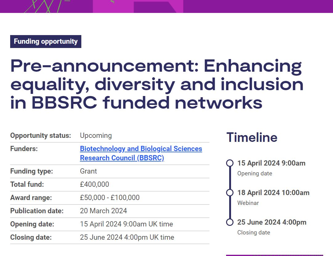 Pre-announcement: funding to provide peer support, networking and related activities for people who identify as being part of a group currently under-represented within your network. 📆 Call opens: 15 Apr ✍️ Register for launch webinar: 18 Apr at 10am orlo.uk/ZcNQb