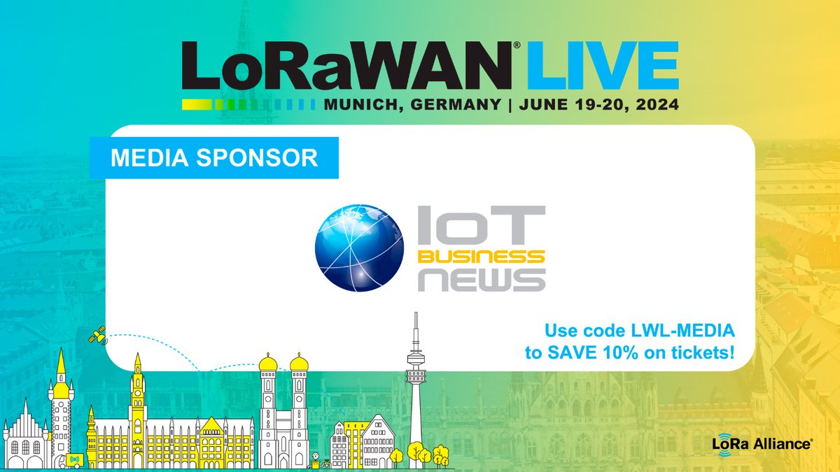 Learn how to develop successful #LoRaWAN deployments and scale your business at #LoRaWANLive in Munich, Germany this June! Register to join the global LoRaWAN ecosystem for 2 full days of presentations, demonstrations & networking. Save 10% with our code: cvent.me/KBWZNr?Refid=m…