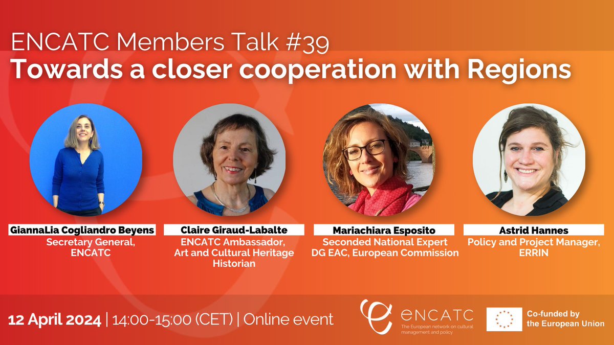 ❓What role does #regional #cooperation play in enhancing & advancing culture? Join our #ENCATC Members Talk to discover effective practices, identify areas for improvement & discuss potential actions for the future! 🎟️Registrations & more information: bit.ly/3U4uzGX