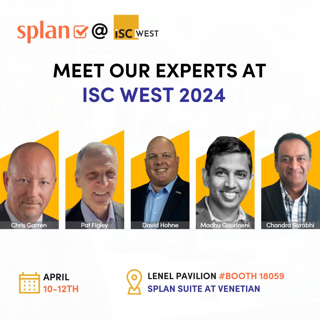 Meet Splan at ISC West 2024 for live demos of our solutions - Visitor Management, Unified Badging, SecurInsights™, and more from our industry experts.

Date: April 10-12th
Venue: Lenel Pavilion Booth #18059 | Splan Suite at the Venetian

Register - splan.com/Iscwest-2024.h…