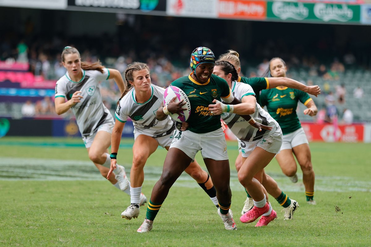 Hard-fought, but #BokWomen7s beaten 20-7 by @IrishRugby in @OfficialHK7s opener. #RiseUp