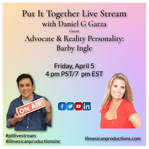 Tune in 04/05/2024 at 4pm PST, on your favorite social media site to see me live on the Put it Together Podcast with host Daniel G Garza. #BarbyIngle #BarbyIngleForArizona #MakeADifference