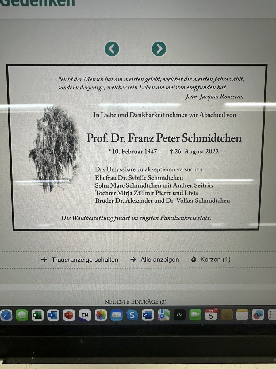 Very sorry to learn that Franz Schmidtchen passed away in 2022. Franz was one of the pioneers of anion receptor chemistry and was a colleague who always pushed our community to be rigorous. He’ll be remembered for his work on guanidinium-based anion receptors and ITC.