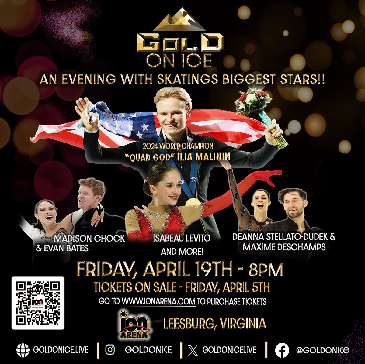 goldonicelive's tweet photo. Gold On Ice!! Tickets drop tomorrow!! Be part of the magic and join the Quad God, Ilia Malinin and skating’s finest for this one night only extravaganza! @USFigureSkating 

and we fixed the name spelling😅 sorry! https://t.co/RFiJitNCeL