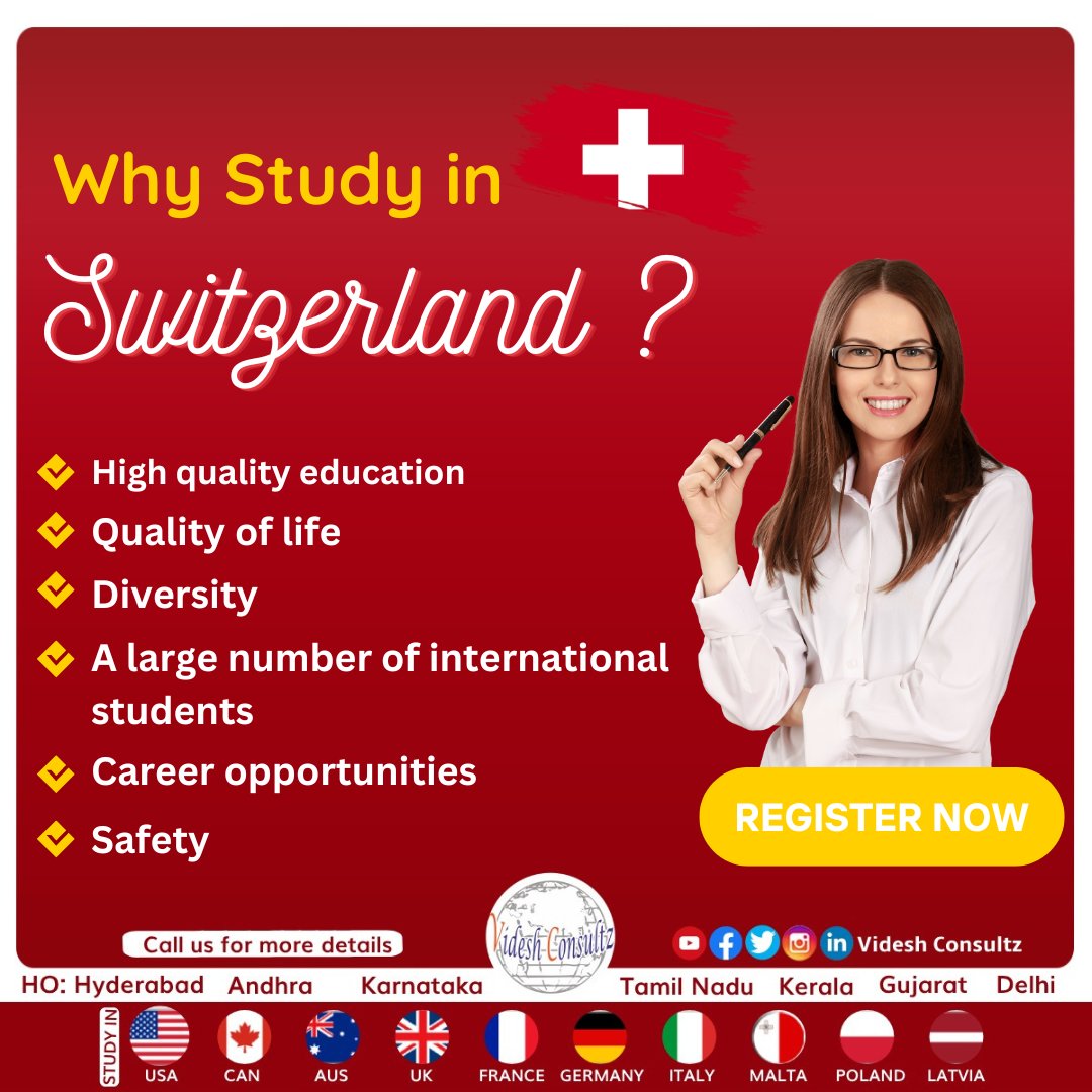 Embark on a journey of excellence in Switzerland! 

Videshconsultz.com 

#StudyInSwitzerland #ClassOf2024 #SwissAdventure #videshconsultz #ausuniversity #topuniversity #studyabroad #admissions2024 #topuniversities #studentvisa #studyvisa #scholarships #QualityEducation