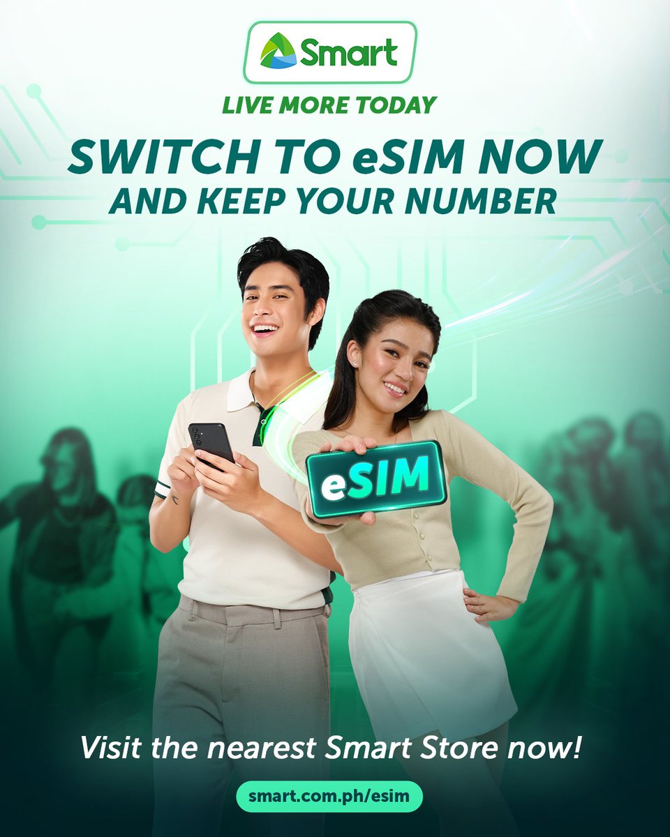 LiveSmart's tweet image. You can now retain your current number when you switch to a Smart Prepaid eSIM.  

Make the Smart switch now! Learn more at: smrt.ph/twesimpage   

#SmarteSIM
