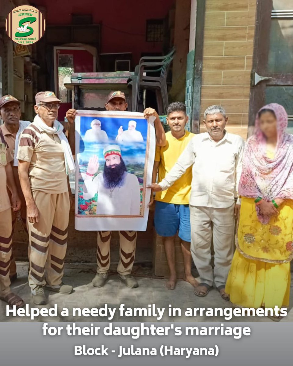 Shah Satnam Ji Green 'S' Welfare Force Wing volunteers unite to ensure every daughter experiences the blessings of a dignified wedding. Guided by Revered Saint Dr. MSG, they offer heartfelt support to needy families, providing essential household items for their daughter's…