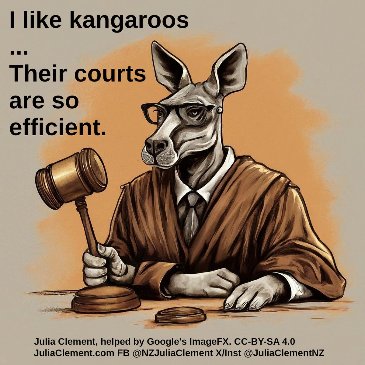 I like kangaroos ...

Their courts are so efficient.

#KangarooCourt #Kangaroos #Joke #AucklandComedy #NZComedy