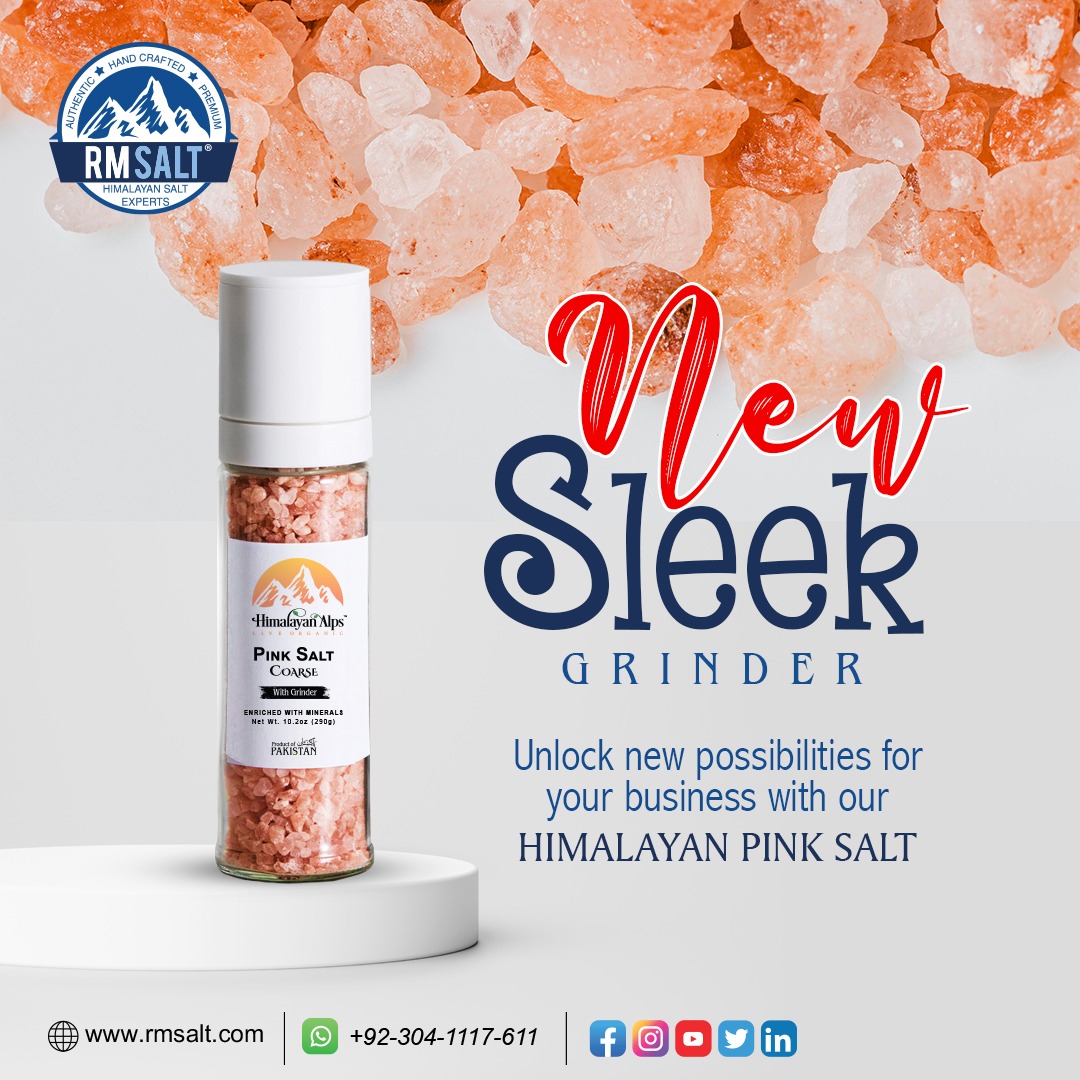 Introducing our newest addition: Sleek Himalayan Pink Salt Grinder! Elevate your culinary creations with the pure, mineral-rich flavor of Himalayan salt. #HimalayanSalt #SleekGrinder #FlavorUpgrade #rmsalt #himalayanpinksalt #HealthyLiving #CookingEssentials #flavorenhancements