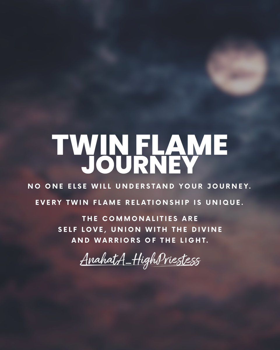 Twin Flame Journey

No one else will understand your journey. 

Every twin flame relationship is unique. 

The commonalities are self love, union with the Divine and warriors of the Light.

#QuestionEverything #ConnectWithTheDivine
#Loyalty 

#SpiritualWarfare #TwinFlameJourney…