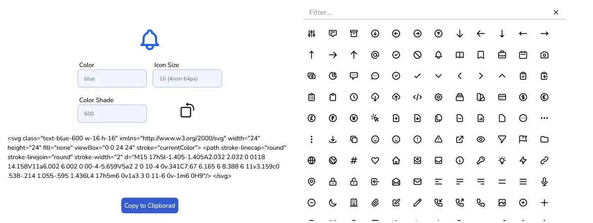 TailwindTap's tweet photo. Tailwind Icons at Your Fingertips - Free &amp; Customizable! 

✅ Visit TailwindTap for a vast selection of icons
✅ Customize your heart's content - size, color, and more
✅ Download SVGs for your web projects

🔗https://t.co/jLJ4q8zhmQ

#TailwindCSS #WebDev #SVG #freebies https://t.co/4sA82oQMpe
