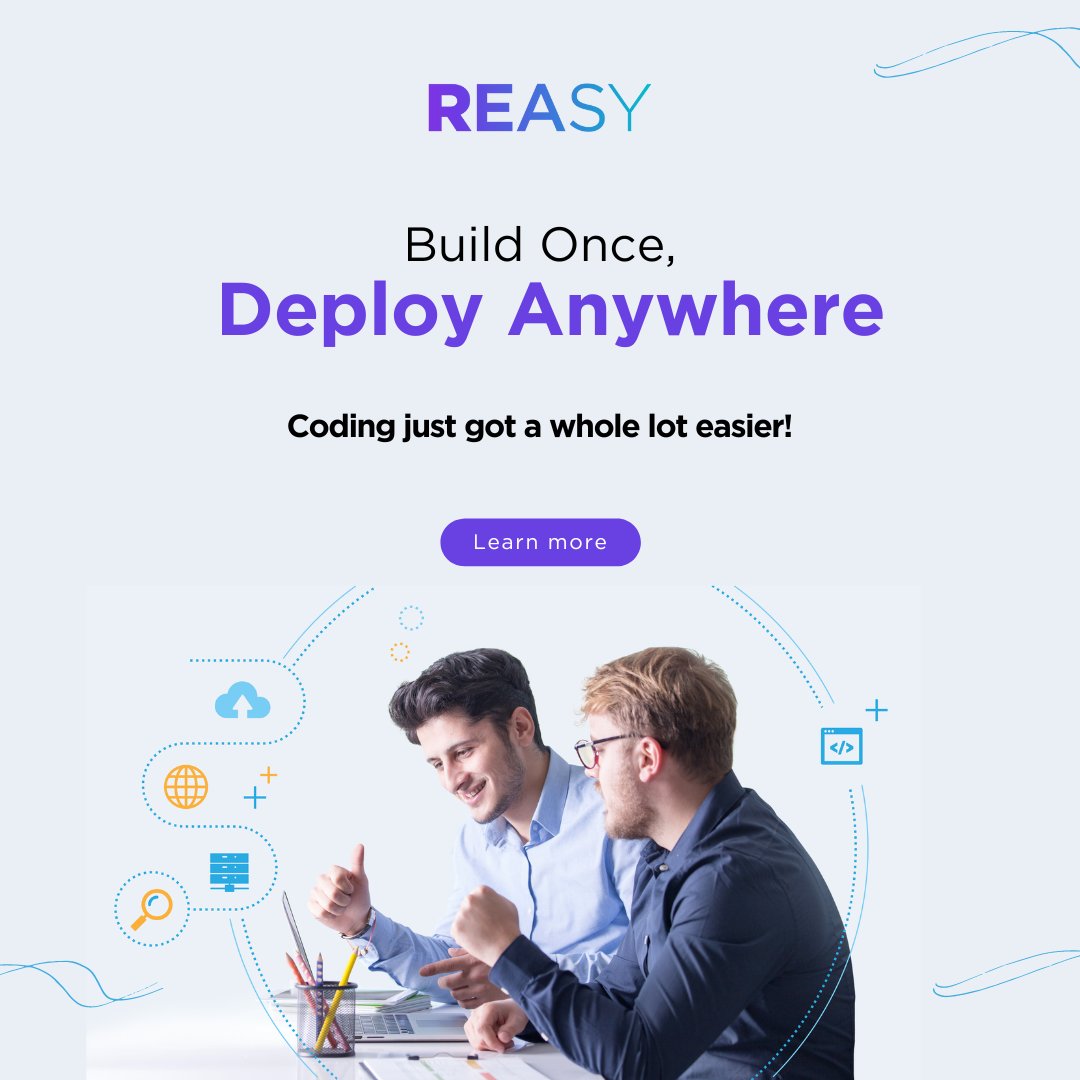 reasyapps's tweet image. Build once, deploy anywhere. No need to reinvent the wheel each time – streamline your development process and amplify efficiency!✨
Ready to revolutionize your coding experience? Learn more about Reasy: reasy.ai
#BuildOnceDeployAnywhere #StreamlineDevelopment