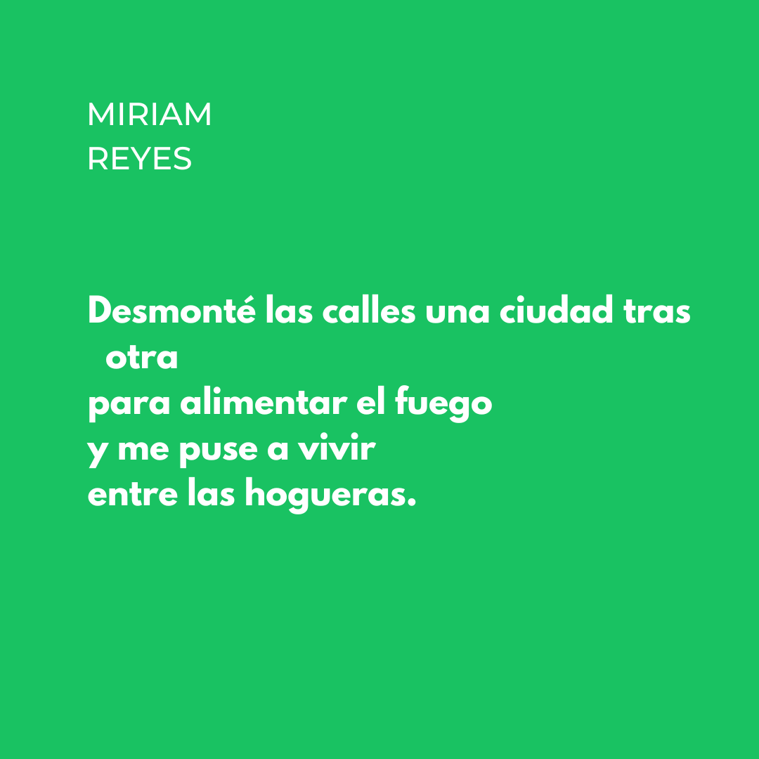 Uns versos de Miriam Reyes, que hem llegit al poemari Desalojos. L'edició és d'Hiperión, del 2008.

#poesia #donespoetes #poesía #poesiaencastellano #poesíaencastellano #mujerespoetas @insta.miriamreyes #miriamreyes