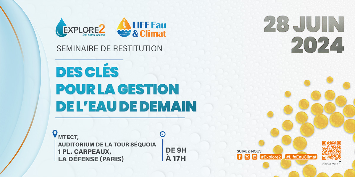 L'@INRAE_France et l'@OI_Eau vs invitent au séminaire de restitution des projets #LIFEEauClimat et #Explore2 « Des clés pour la #GestionDeLEau de demain » le 28/06/2024 à Paris urlz.fr/q8VC #ChangementClimatique #Ressources #ProjectionsHydroclimatiques