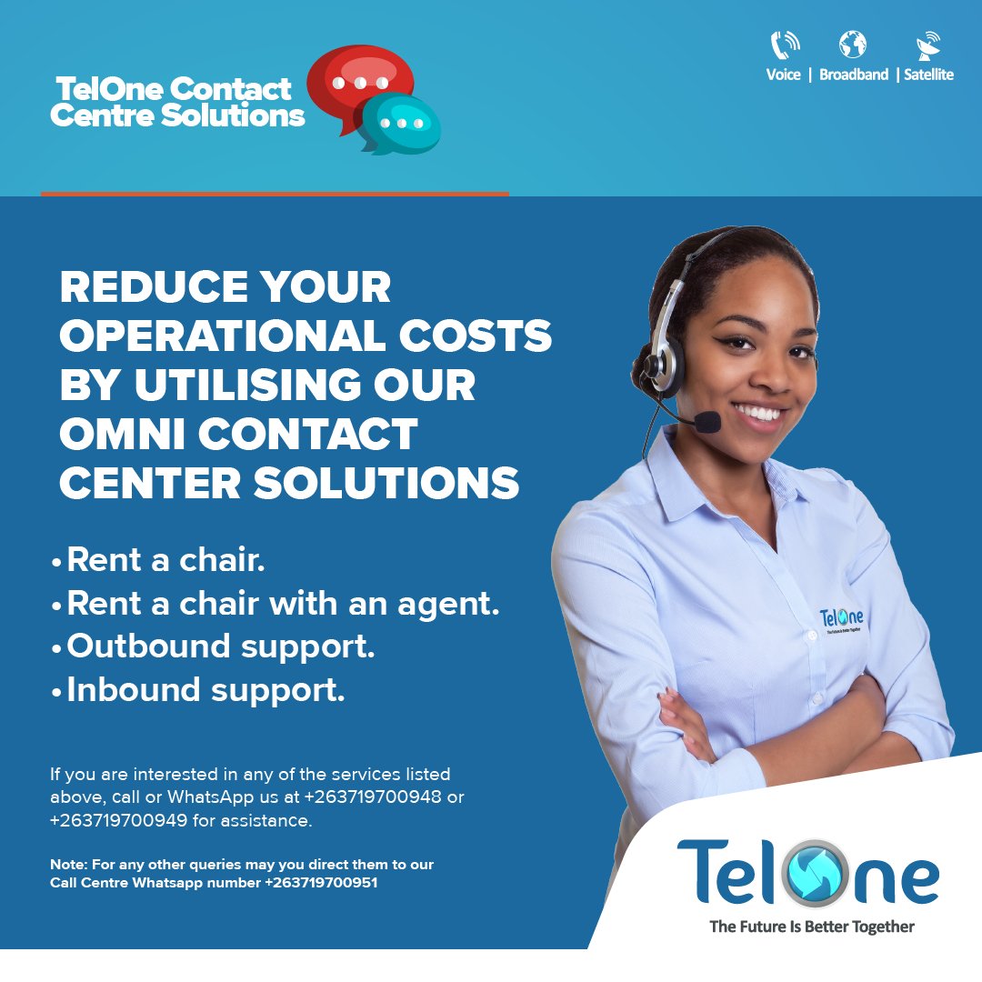Reduce your operational costs by utilising our Omni contact Centre solutions! Call us today for more information +263719700948/ +263719700949 #TheFutureIsBetterTogether