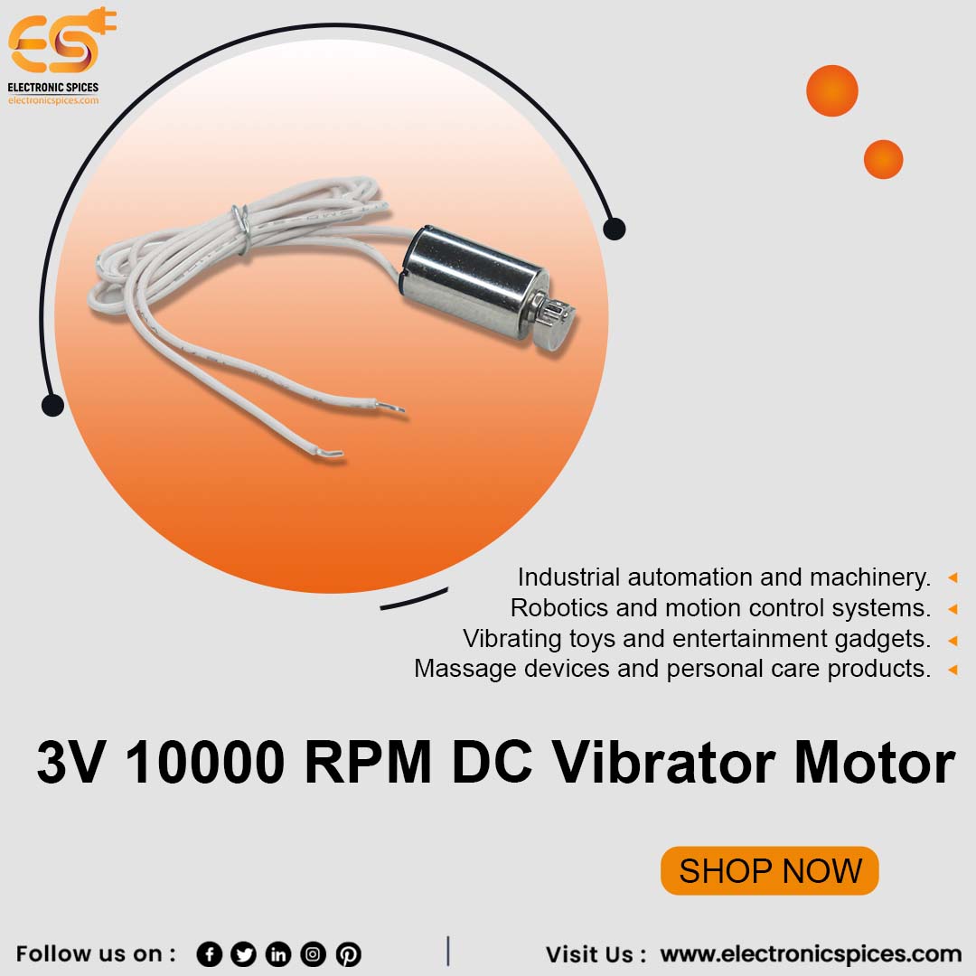 𝟑𝐕 𝟏𝟎𝟎𝟎𝟎 𝐑𝐏𝐌 𝐃𝐂 𝐕𝐢𝐛𝐫𝐚𝐭𝐨𝐫 𝐌𝐨𝐭𝐨𝐫

Specification :-

Version: DC vibrator motor
Rated voltage (DC): 3 V
Rated current: 150 mA
Speed: 10000 RPM
Material: Metal

𝐁𝐮𝐲 𝐍𝐨𝐰 : electronicspices.com/product/3v-100…

#electronicspices #wearabletech #smartwatchalert