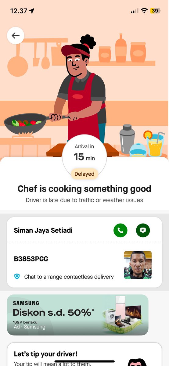 terus gunanya bayar lebih mahal untuk faster delivery apaan ya kalo masih delayed segini lama... <a href="/gofoodindonesia/">GoFood Indonesia</a>
