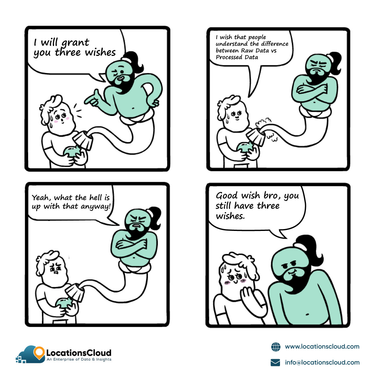 locations_cloud's tweet image. When the genie just doesn&apos;t get it! 🧞‍♂️✨ Tag a friend who knows the struggle of explaining data concepts!

#DataHumor #GenieWishes #RawVsProcessedData
