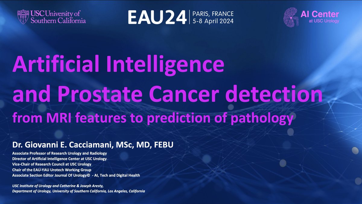 Want to know more about the latest innovations in AI and #PCa detection? Join @EAUYAUrology meeting the his morning 🗓️ 05 April 2024 ⏰ 01:10 PM 📍Green Area, N04 @USC_Urology @USC_Urology @JGomezRivas