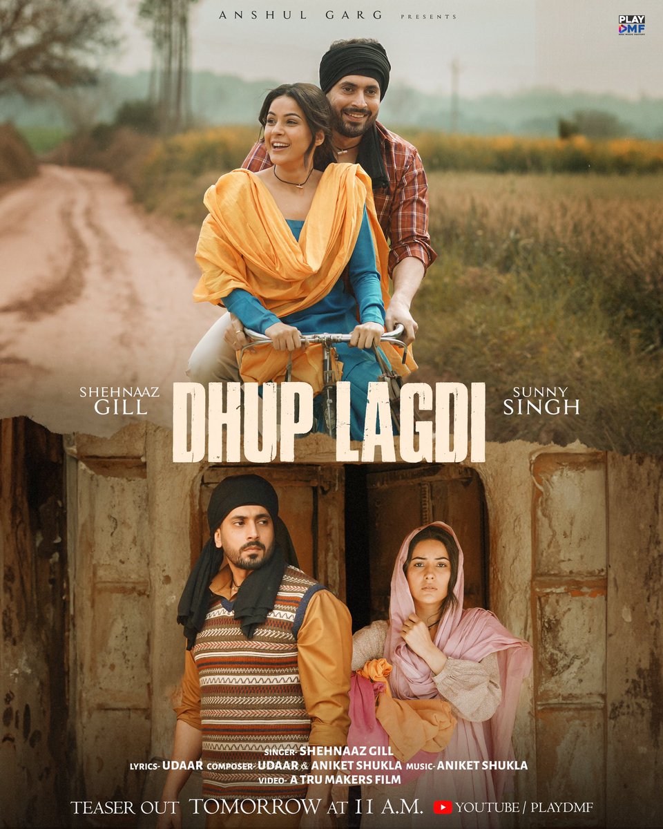 Adding an emotional touch of love with 'Dhup Lagdi’ ❤️ 📌 Teaser out tomorrow at 11 a.m. Exclusively on @Playdmfofficial YouTube Channel. #DhupLagdi #ShehnaazGill #SunnySingh #Udaar #PlaydmfOfficial