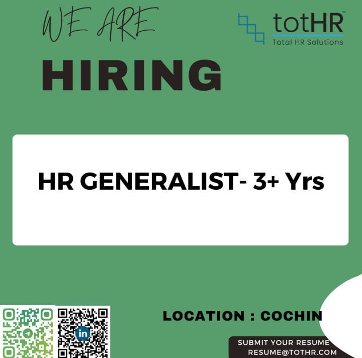 #hr #hrgeneralist #tothr #kochi #kerala #hiring