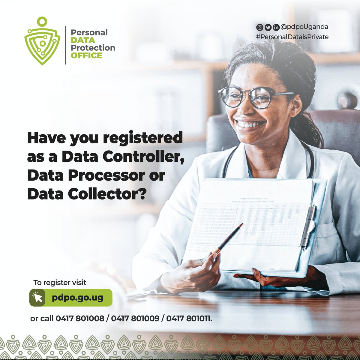 Are you registered as a data controller, data collector or data processor? Every person, institution, or public body collecting or processing personal data is mandated by law to register with the @pdpoUG for inclusion on the data protection register. To register, log on to…