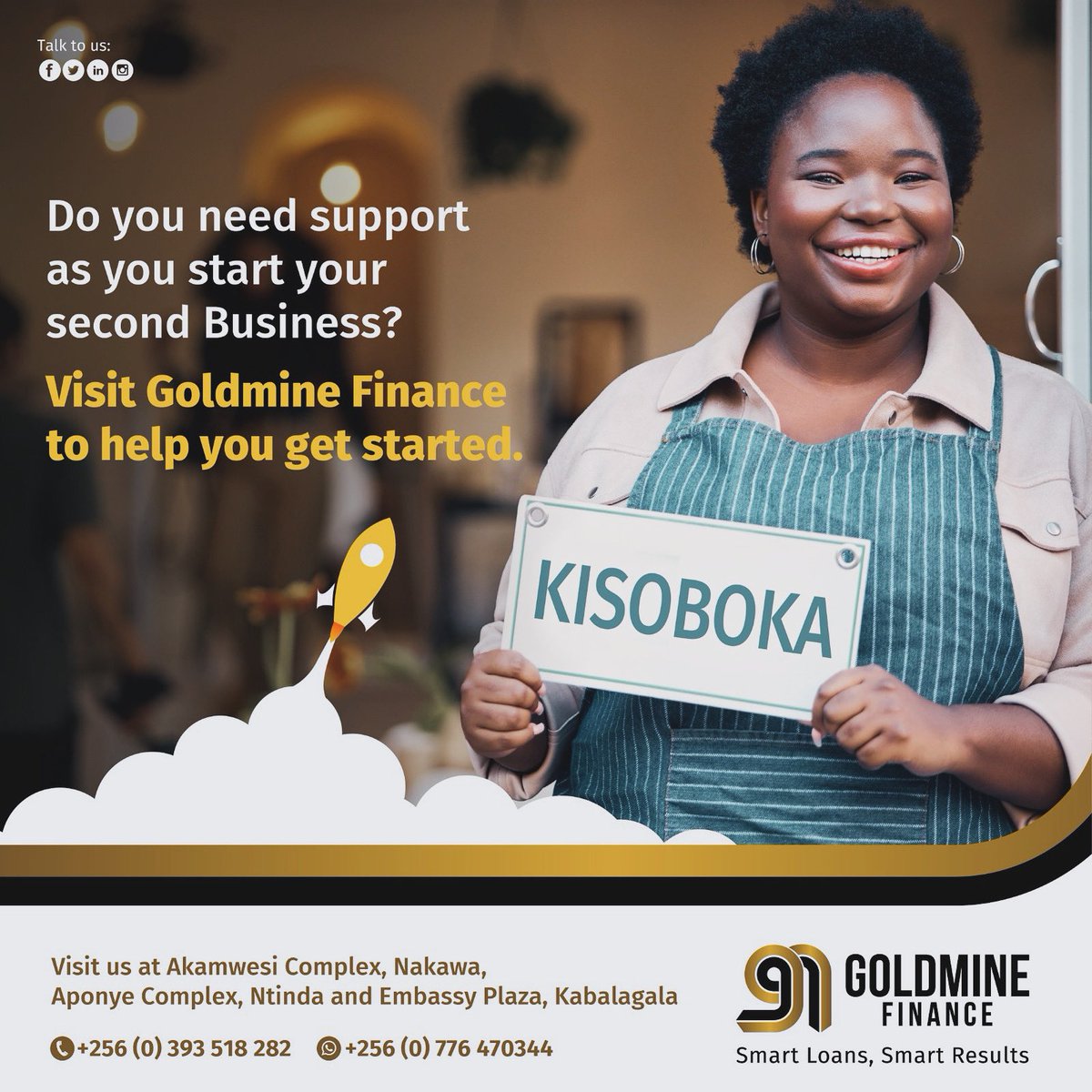 Call us today on 0393518282 or visit any of our branches or WhatsApp us on 0776470344 #BusinessLoan #GoldmineFinance #SmartGoalsSmartResults