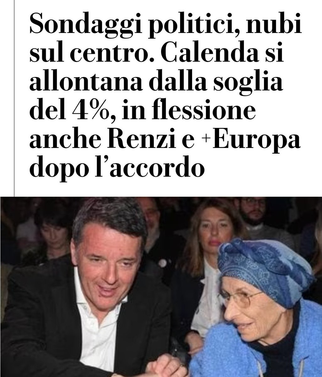 Forse si autopercepiscono, ma se #Renzi e la #Bonino sono di centro, Cicciolina è vergine. E noi elettori per fortuna non siamo stupidi.