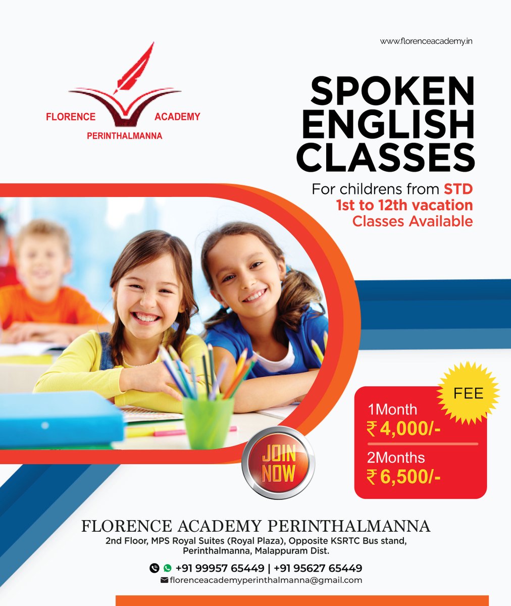 AcademyNursing's tweet photo. "Empower your child's communication skills this vacation! Join our spoken English classes at Florence Academy, Thrissur.
.
.
.
#SpokenEnglish #LanguageSkills #VacationClasses #ChildrensEducation #Thrissur #FlorenceAcademy #CommunicationSkills #EnglishLearning #EnrollNow https://t.co/BNXI7gZYJI