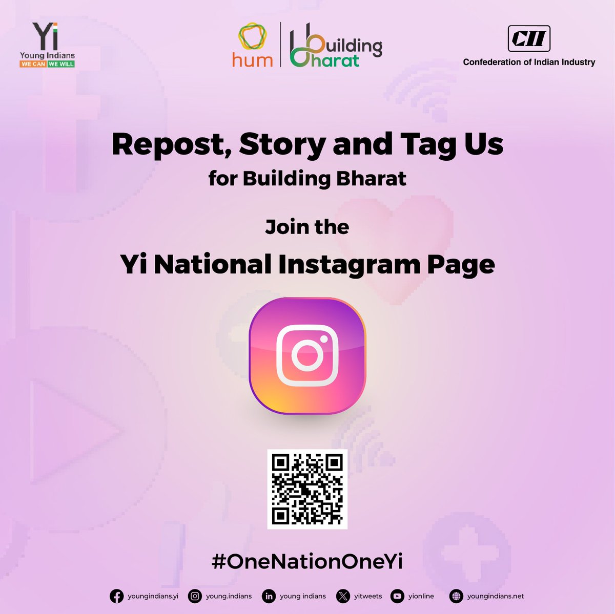 Join the vibrant community of Yi National's Instagram handle! Let's connect, collaborate, and amplify our impact to build Bharat on a platform designed for inspiration and unity.

#Yi #Cii #YoungIndians #YiNational #NationBuilding #ToGetherWeAreOne #buildingbharat #HUM