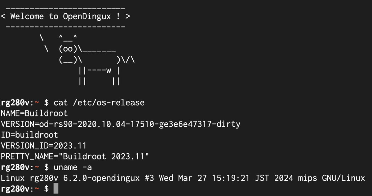 0_game_it's tweet photo. #RG280V
Opendinguxをベースにして、独自にビルドしたLinuxカーネル6.2.0へのアプデもOK

2020年ぐらいからETNAVIVドライバ採用により、大幅にパフォーマンスが改善されているっぽく

確かにStarFoxがオートフレームスキップが作動しても音途切れせずに快適動作している気が・・✨ https://t.co/YpKzXGcQZE