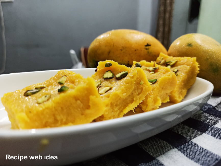 Mango barfi recipe.  Summer season means a season of Mangoes. you’ll make Mango Burfi with fresh ripe mangoes or u can even use the preserved Mango Pulp....read...recipewebidea.com/how-to-make-ma…
#Mangobarfi #barfirecipe #recipewebidea #indiandessert