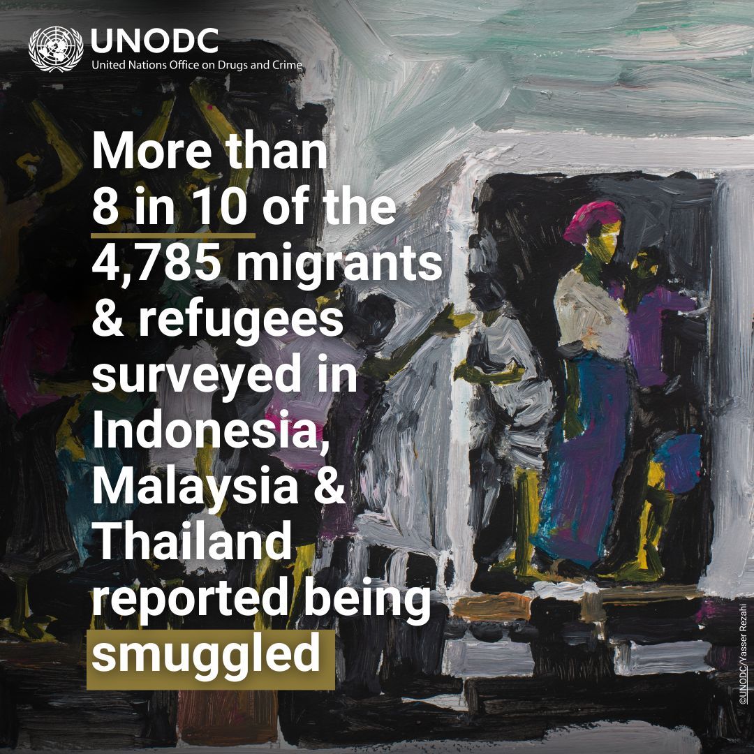 🆕 UNODC research shows that tens of thousands of people from Myanmar, other parts of Southeast Asia and from outside the region are smuggled to, through and from Indonesia, Malaysia and Thailand every year. Go behind the data: bit.ly/4avRbG2