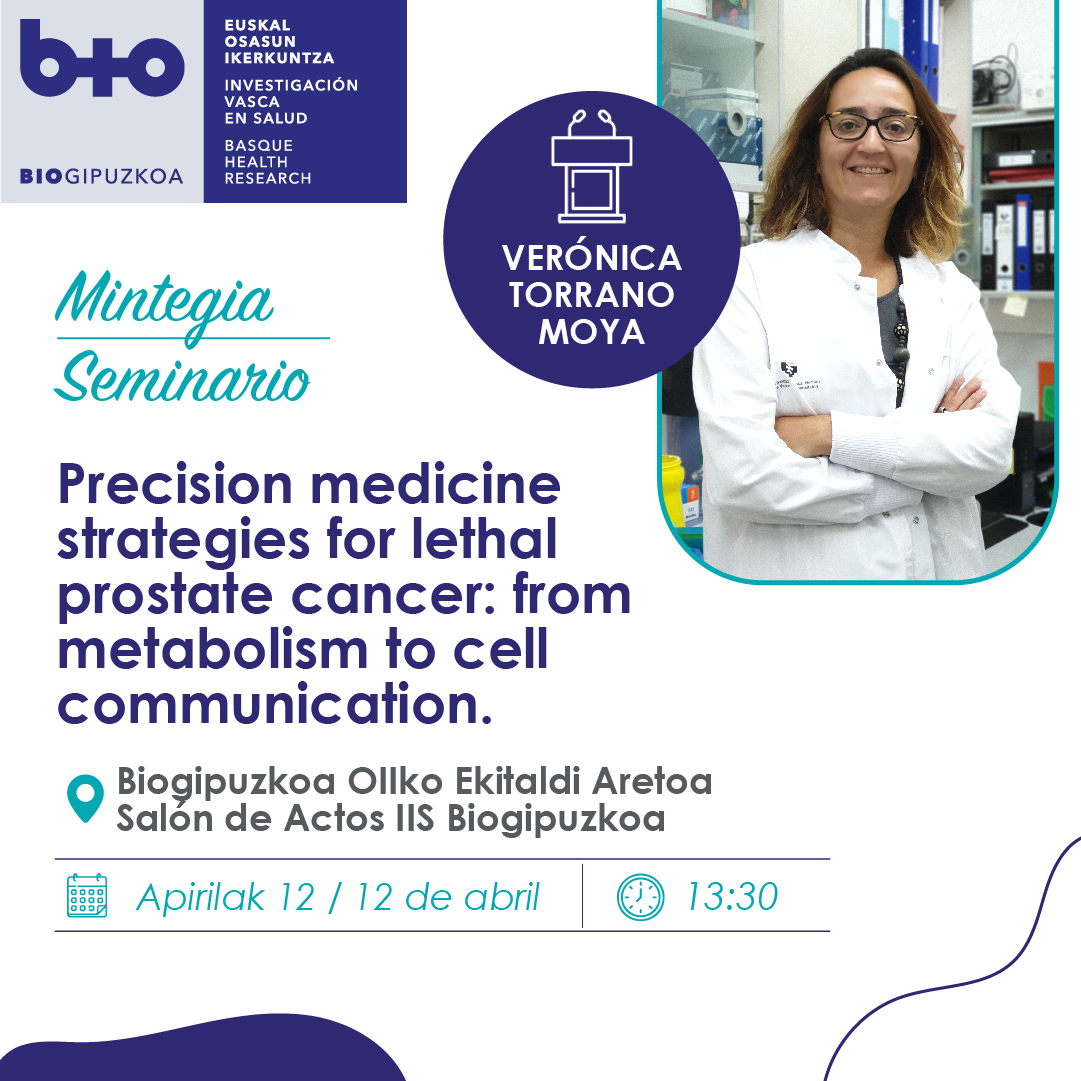 🔵𝗦𝗘𝗠𝗜𝗡𝗔𝗥𝗜𝗢: El próximo viernes, 12 de abril, Verónica Torrano nos hablará sobre “Precision medicine strategies for lethal prostate cancer: from metabolism to cell communication'. 🔗i.mtr.cool/gzqwsxloxt