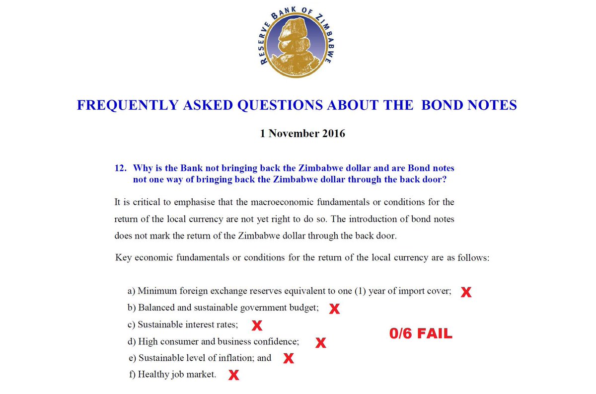 eddiemahembe's tweet photo. As we engage in the #StructuredCurrency or #CurrencyDebate, it’s important to bring the views of the monetary authorities themselves, the @ReserveBankZIM …

One of the conditions (macroeconomic FUNDAMENTAL) for a stable currency is:

“A minimum  Foreign Exchange RESERVES equivalent to one (1️⃣) year of #ImportCover”

@daddyhope was right to raise the issue of the import cover… it’s an indicator of currency stability.
