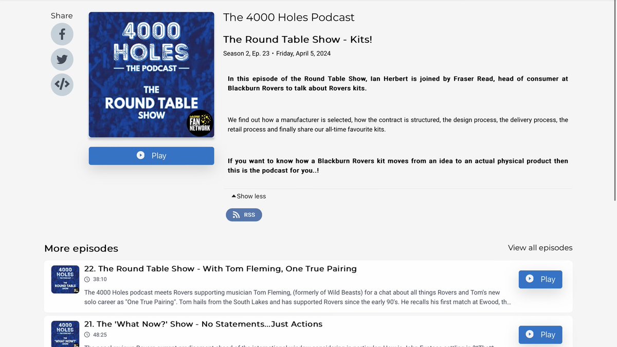 Had a great time chatting with @FraserJRead of @Rovers for the latest 4000 Holes podcast as we talked about a subject close to my heart..KITS! From concept to delivery…learn how the process unfolds ⚪️🔵 brfcs.com/magazine/podca…