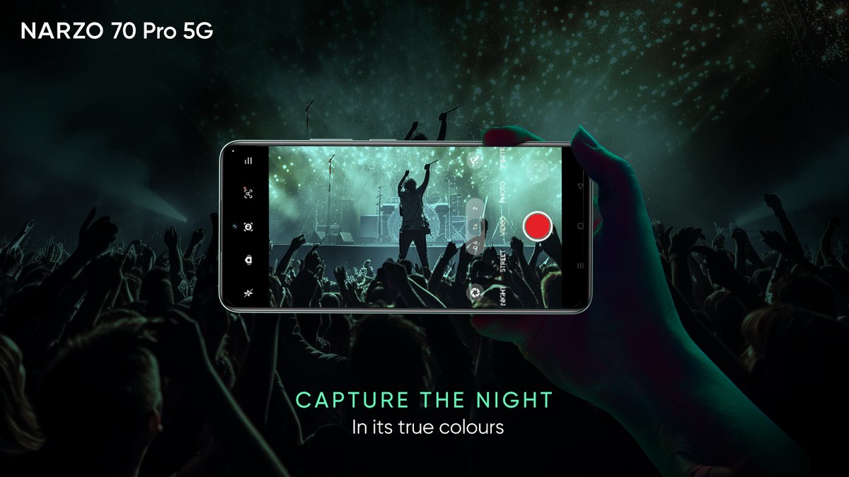 realmenarzoIN's tweet photo. Experience the night in a better light with the #NARZO70Pro5G's segment 1st SONY IMX890 Camera. Illuminate the memorable moments of the night with the #BetterCamera you deserve.

What night moments are you waiting to capture? Share in the comments.

Buy Now On:
@amazonIN: https://t.co/cI3AB6Y4eK
https://t.co/EWxnkrOexw: https://t.co/sZB0Q20pa7