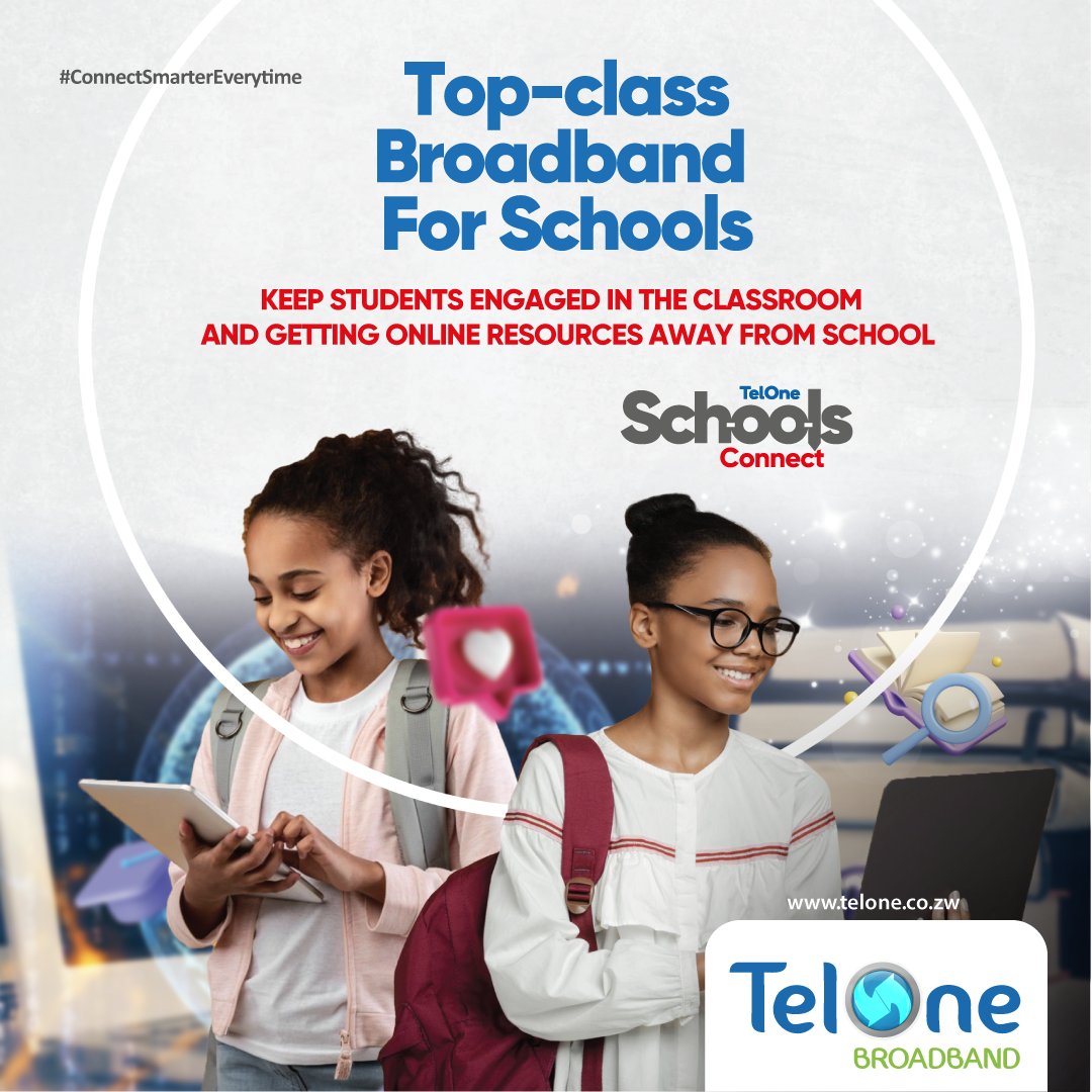 Keep students engaged in the classroom and getting online resources away from school. Switch to TelOne Broadband #ConnectSmarterEverytime #connectingschools