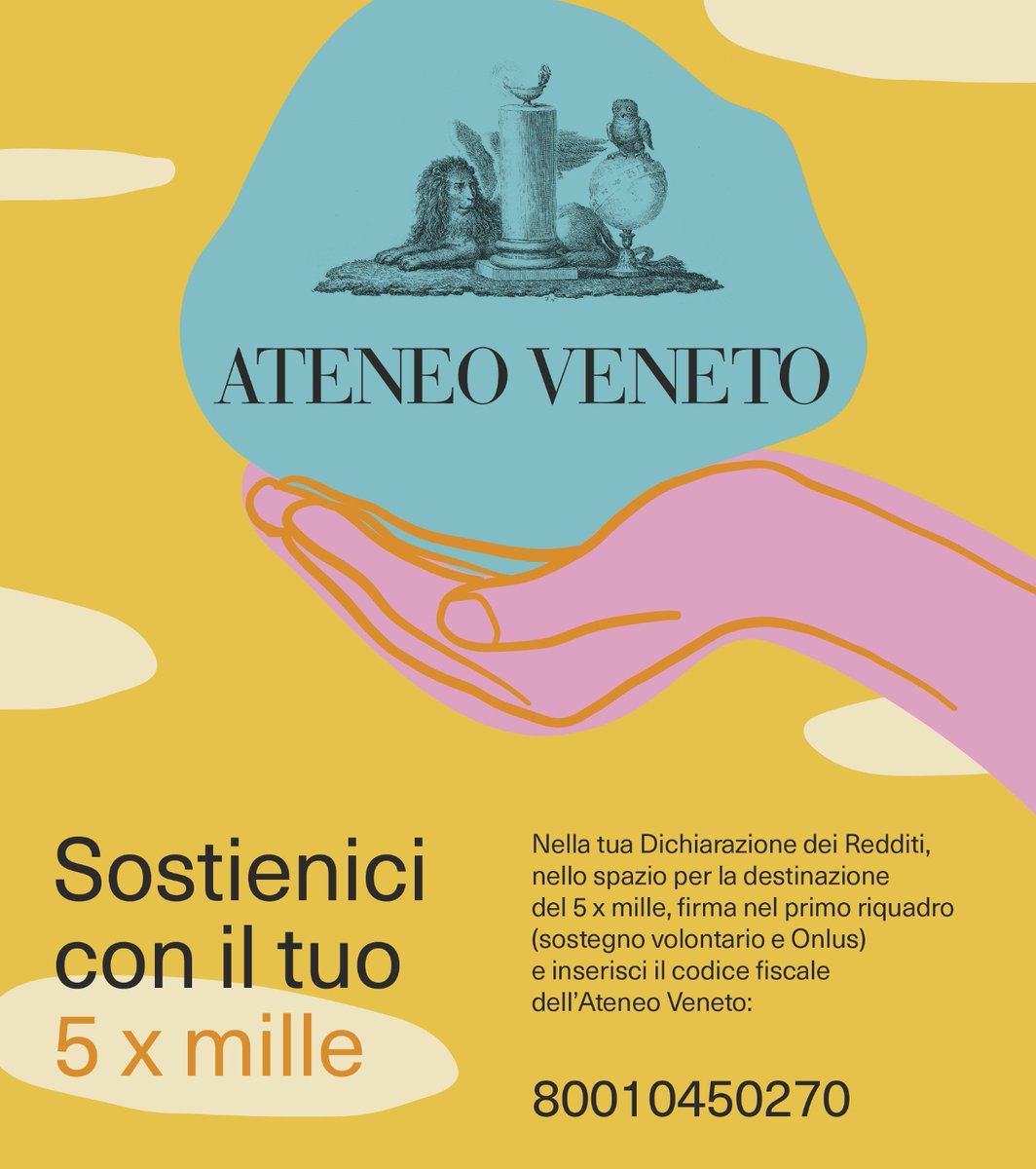 #cinquepermille. Dal 1812 l’Ateneo Veneto promuove la #cultura realizzando #eventi liberi e sempre gratuiti. Nella prossima #dichiarazionedeiredditi, dona anche tu il #5x1000 all’Ateneo Veneto e inserisci il C.F. 80010450270 nello spazio apposito. Grazie!