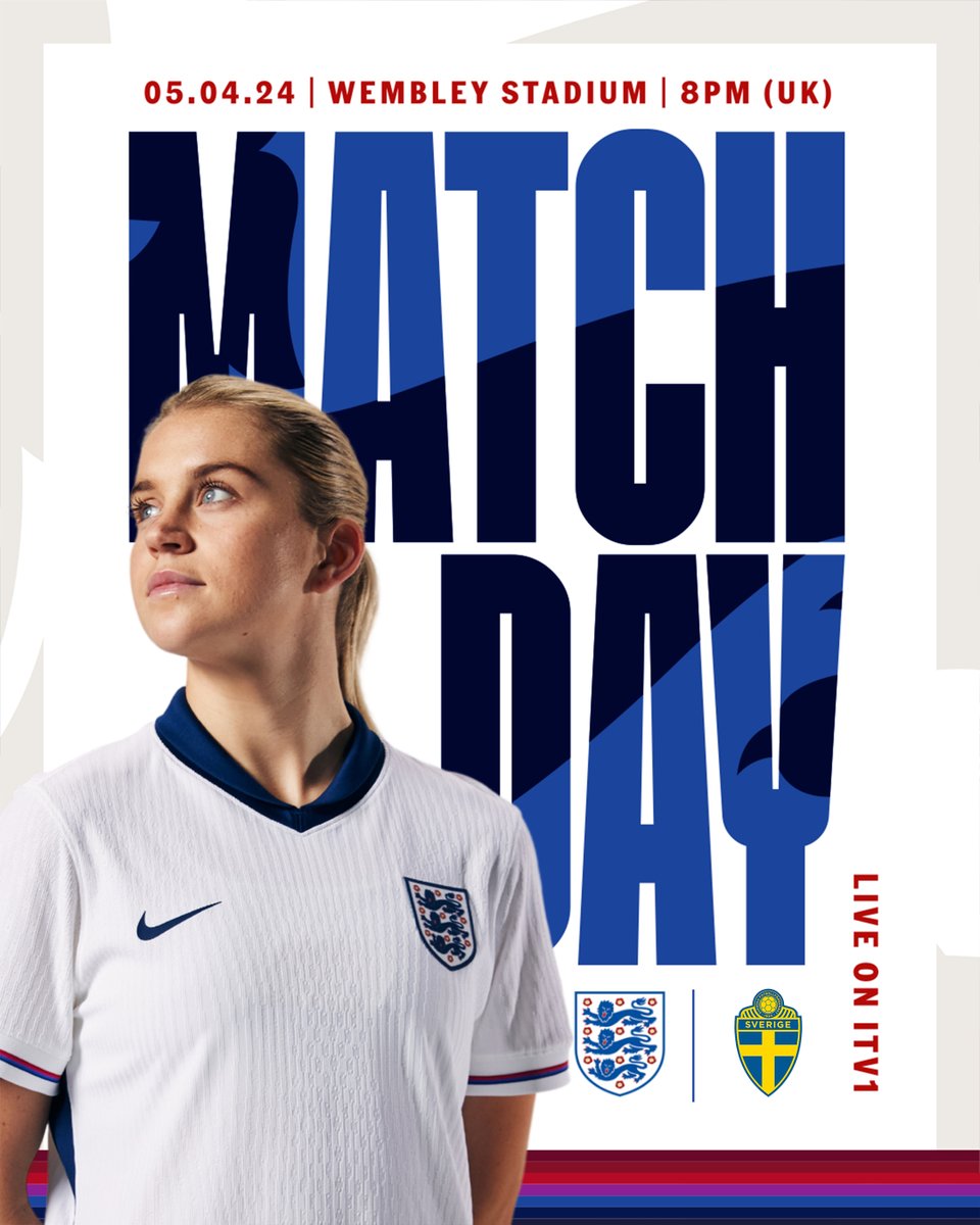 MATCHDAY! 👊 🆚 Sweden ⏰ 8pm (UK) 🏟️ @wembleystadium 📺 @itvfootball