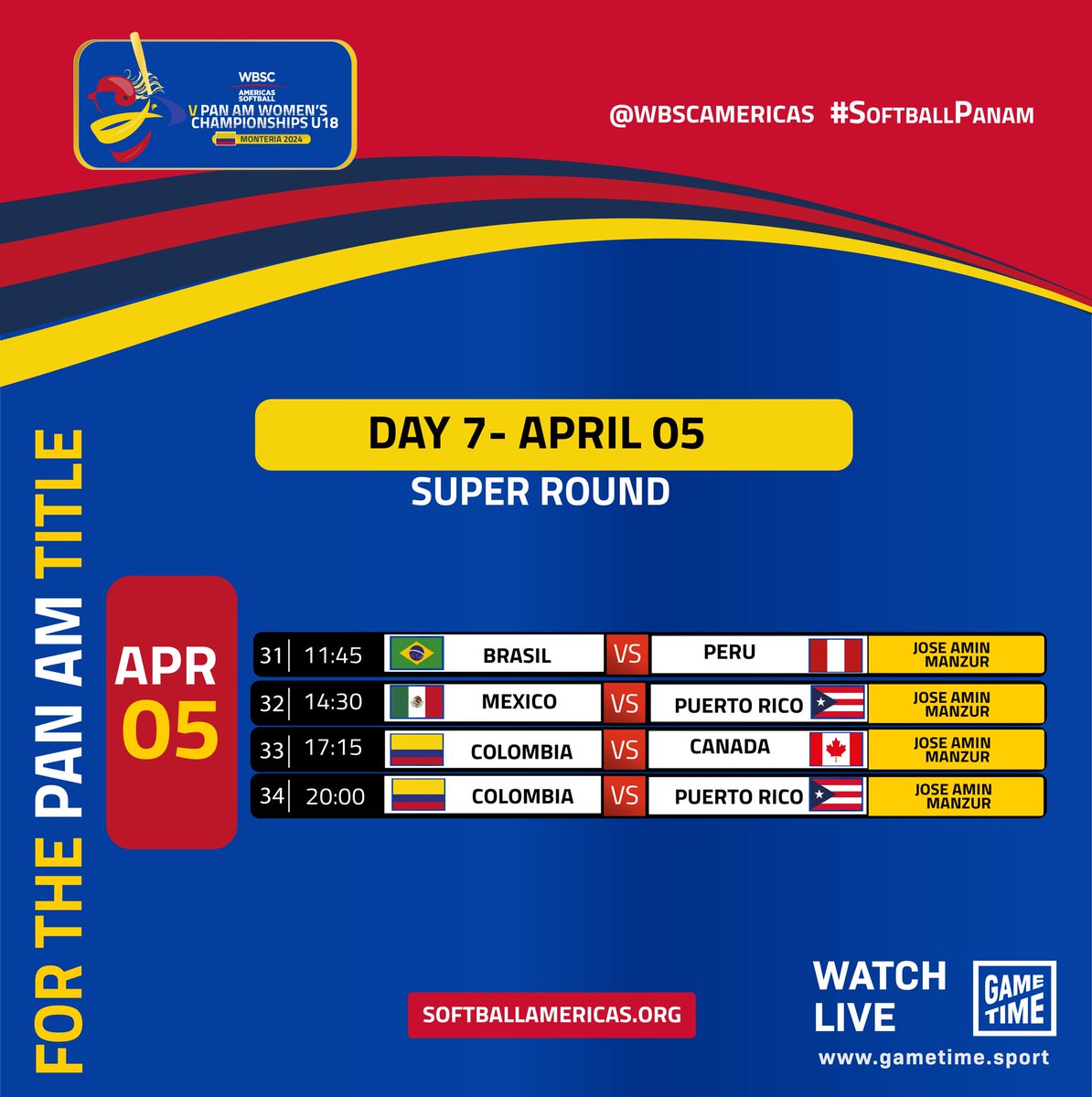 🔥🌎#DAY7 🗓️SUPER ROUND #U18 WBSC Americas Softball V Pan Am Womens Championship U18 🇦🇷🇨🇴🇨🇦🇨🇺🇩🇴🇻🇮🇲🇽🇵🇷🇵🇪🇻🇪 🎥Watch live : gametime.sport #U18softballpanam #softballpanam #wbscamericas #softballamericas🌎