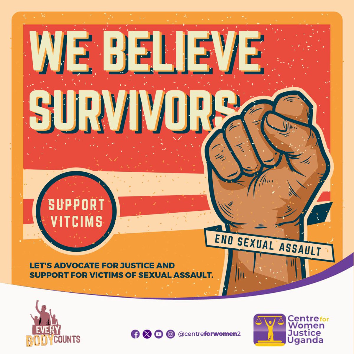 Support survivors of sexual assault. Advocate for their getting justice. ✊🏿

Your voice matters. 
#SexualAssaultAwarenessMonth
#CentreforWomenJusticeUganda