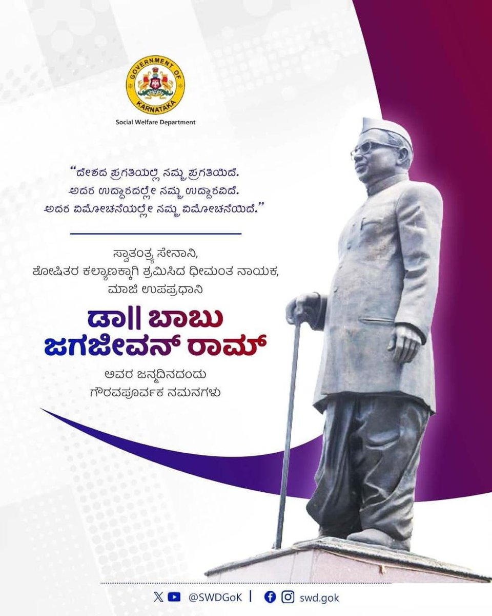 ಕರ್ನಾಟಕ ಭೋವಿ ಅಭಿವೃದ್ಧಿ ನಿಗಮದ ಅಧಿಕಾರಿ ಮತ್ತು ಸಿಬ್ಬಂದಿಗಳು   ಮಾನ್ಯ ಡಾ. ಬಾಬು ಜಗಜೀವನ್‌ ರಾಮ್ ರವರನ್ನು   ಸ್ಮರಿಸಿ ಪುಣ್ಯ ಸ್ಮರಣೆ ಅರ್ಪಿಸಿರುತ್ತಾರೆ
